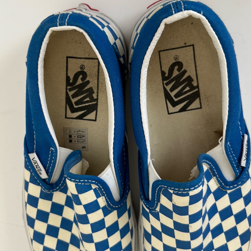 Vans Blue White Classic Checkered Print slip on size W6.5 M5 - Picture 5 of 7